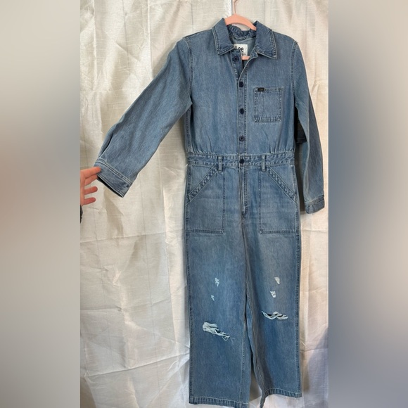 Lee Blue Denim distressed WOMEN'S UNION-ALLS - Picture 3 of 8